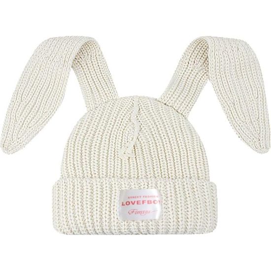 Bonnet oreilles de lapin japonais pour femme, bonnet chaud, crânes