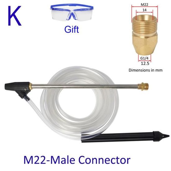 M22 mâle - Nettoyeur haute pression Kit de sablage sableuse humide Lance buse pour Karcher Huter Interskol La