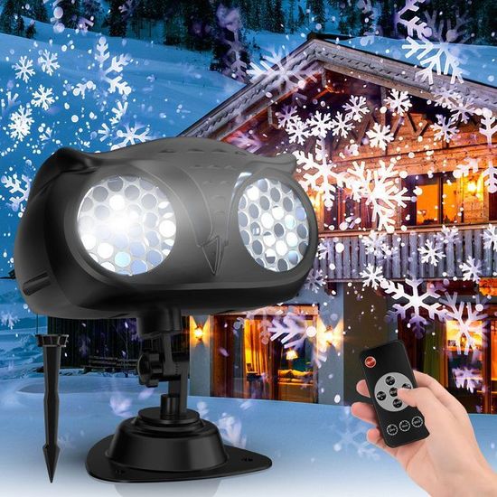Projecteur LED Noël – Flocons De Neige Mobiles – Déco Jardin & Intérieur Étanche – Ambiance Magique