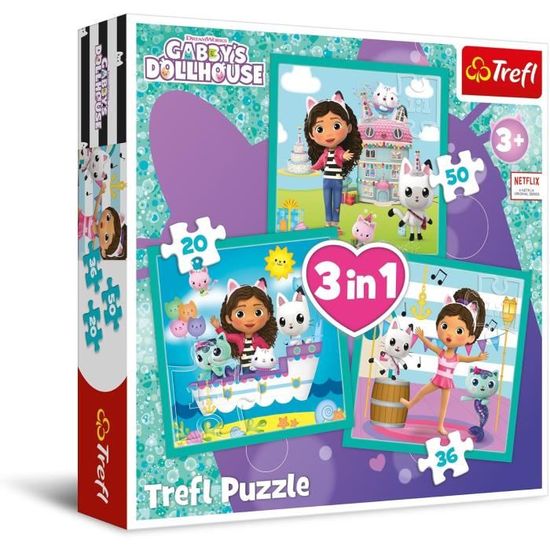 Gabby'S Dollhouse, Activités De Gabby - Puzzle 3En1, 3 Puzzles, De 20 À ...
