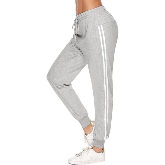 Pantalon Jogging Femme Jambe Large - Taille élastique, Polyester, Gris - Décontracté, Sport, Danse, Quotidien (S à 2XL)
