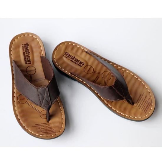 Sandales D'été En Cuir Noir - Homme/Femme, Tailles 36 à 46, Confort Assuré