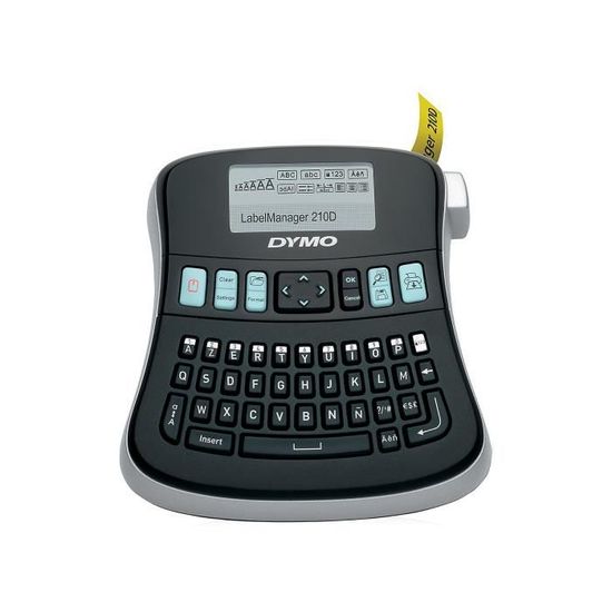 DYMO LabelManager 210D, Etiqueteuse portable + Cassette d’étiquettes de démarrage D1, noir sur blanc, 12mm x 3m, clavier AZERTY