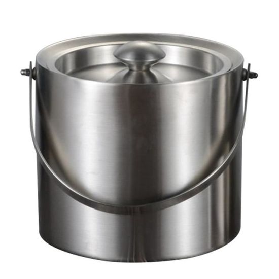 Seau à Glace En Acier Inoxydable 304 - 1,3L Double Paroi - Avec Pince Et Passoire - Parfait Pour Fêtes Et Bars