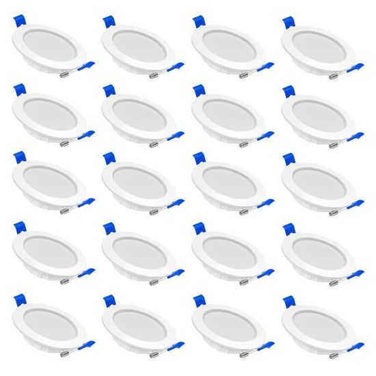 Lot De 20 Spots LED Encastrables 68mm - 4W, Triple Couleur Réglable, IP44, Pour Plafond Cuisine/salle De Bain - 5