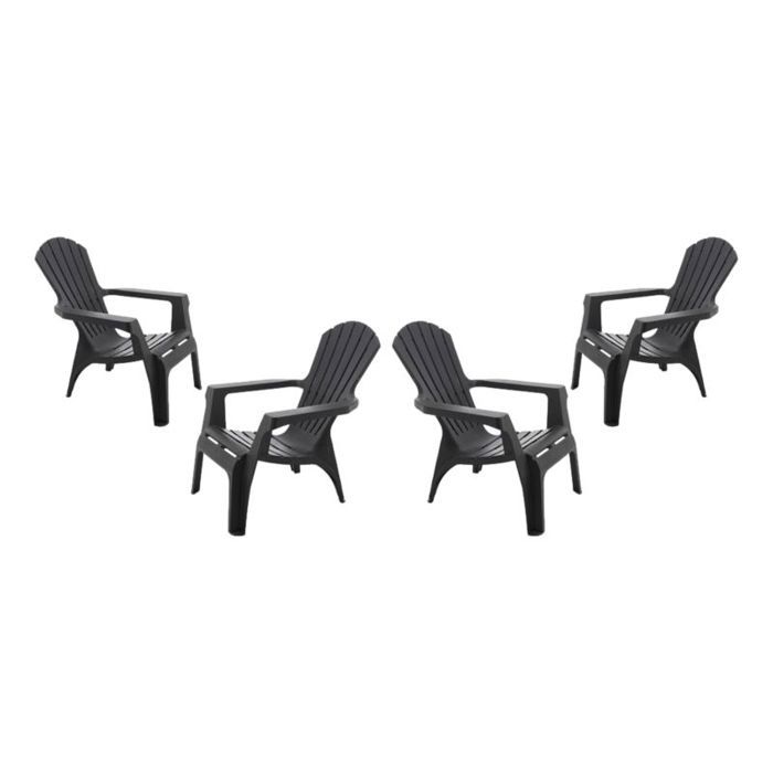 Fauteuil Adirondack résine polypropylène Wilsa Garden - Anthracite - 4 Fauteuils Adirondack Fauteuil Adirondack résine polypropylène Wilsa Garden - Anthracite - 4 Fauteuils Adirondack