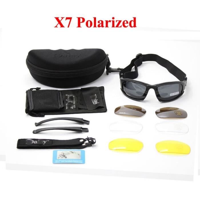TRYMWAY Lunettes Tactiques 4 Lentilles Homme Militaire X7 - Polarisé Pare-balles Airsoft Moto Cyclisme Vision Nuit