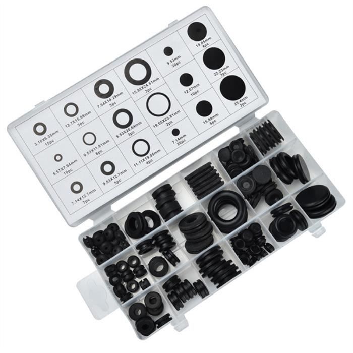 125 pièces en caoutchouc O Oeillet d'étanchéité Bague Assortiment Ensemble hydraulique Plomberie Joint d'étanchéité Kit Paintball