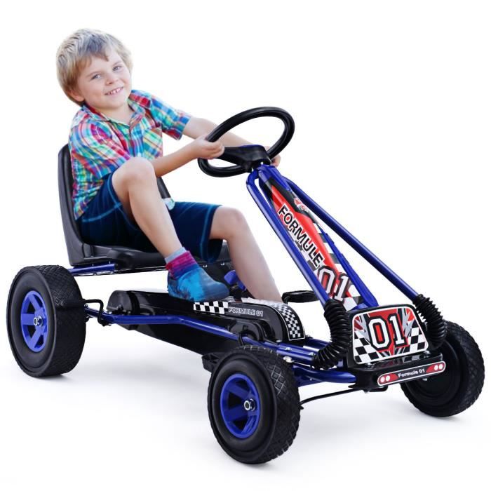 DREAMADE Kart à Pédale Enfant,Go-Kart d’Extérieur avec Charge Max 30KG,Siège Réglable,Frein,Embrayage pour 3-8 Ans Filles,Garçons