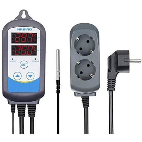 Régulateur de Température Programmable 12 Périodes,Prise Thermostat Chauffage Refroidissement à 2 Relais ITC-310T-B INKBIRD