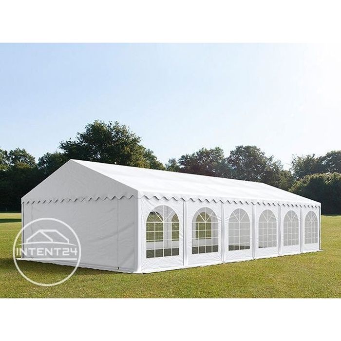 TOOLPORT Barnum 5x12 m, tonnelle chapiteau tente de réception, PVC 500g/m², H. 2 m, blanc