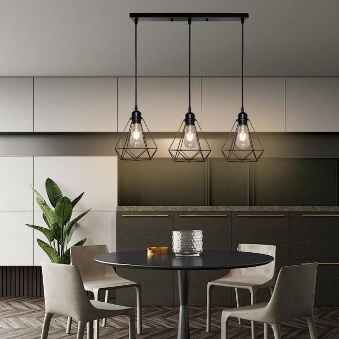 Yote 20cm Lustre Cage Contemporain avec Base de mât longue - Noir
