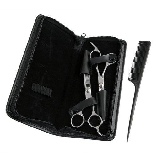 Set 2 Ciseaux Coiffeur Sculpteur Acier Inox Repose-doigt 6.5&6- + Peigne