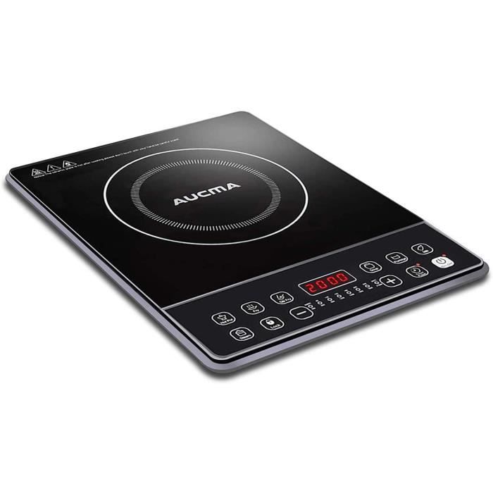 Plaque Induction Portable AUCMA,2000W Plaque à Induction Portable Ultra-fin,Commande par capteur et verrou de sécurité,minuterie 3 h
