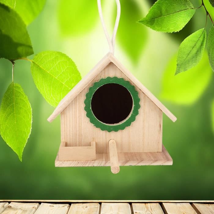 ARAMOX nid suspendu Birds House Nid d'oiseau en pin suspendu durable pour station d'alimentation pour oiseaux arrêt de repos (vert)