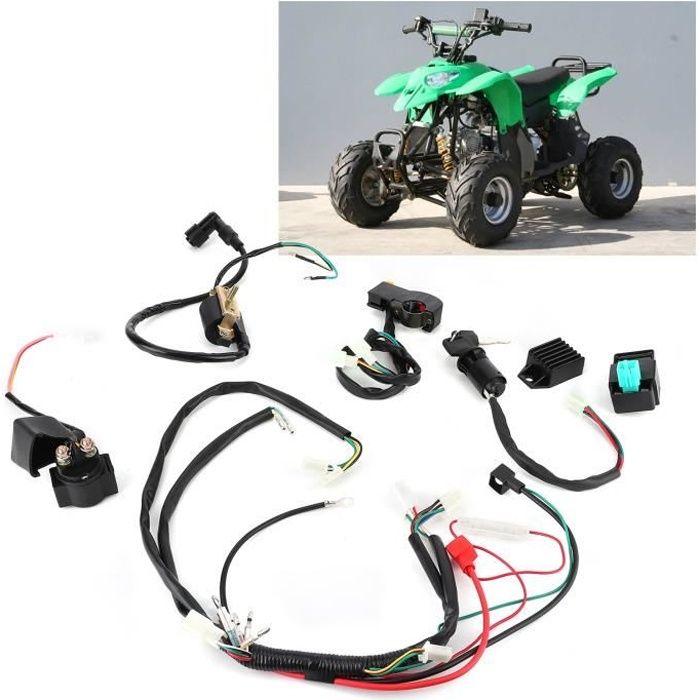 Fil d'allumage Kit de Faisceau de Câbles du Moteur à Démarrage Électrique pour 50cc 110cc 125cc Moto Cross PIT Quad ATV-GUA