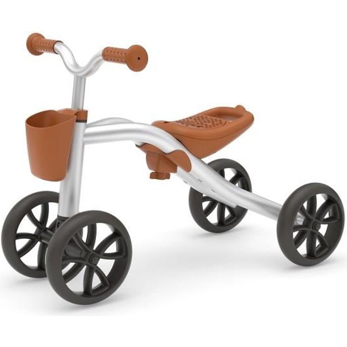 CHILLAFISH Porteur Quadie Basket gris: trotteur bébé 4 roues avec panier, siège réglable en hauteur pour les enfants de 1 à 3 ans