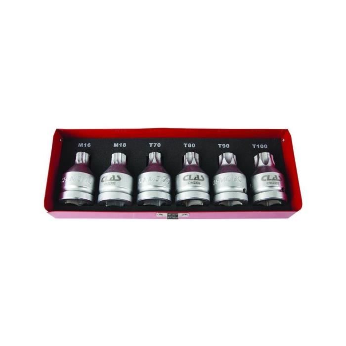 COFFRET DOUILLES EMBOUTS PL 3/4 XZN 16-18 TORX T70-T80-T90-T100
