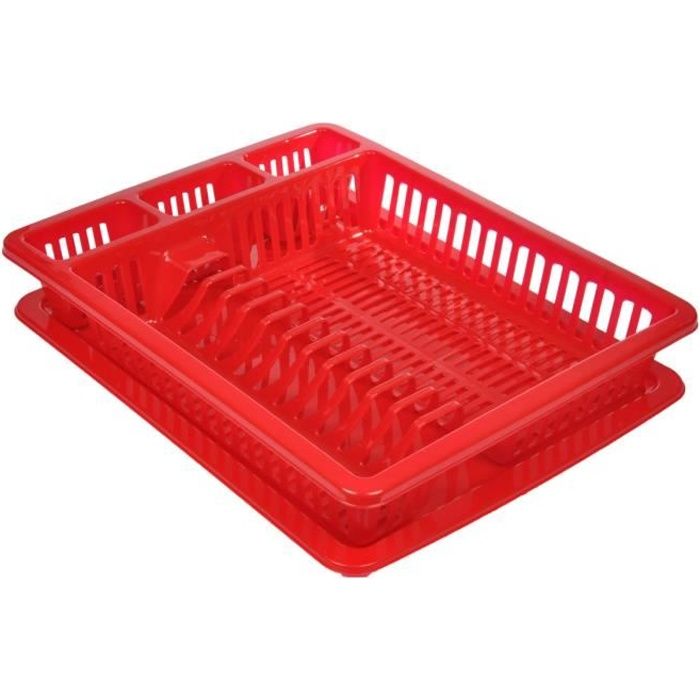 Egouttoir à vaisselle avec plateau Rouge