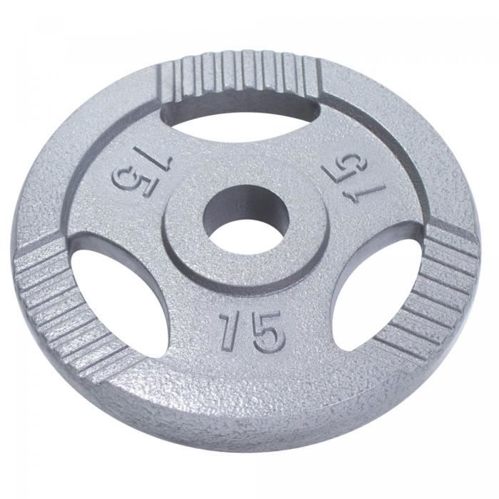 Poids olympiques en fonte avec poignées de 15 kg - 51 mm - gris