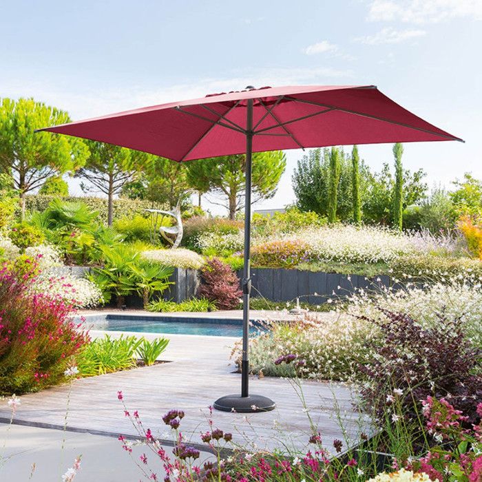 Parasol mat central 2x3 m Loompa bordeaux Hespéride