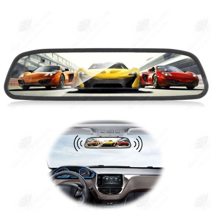 HTBE® Rétroviseur de vision nocturne de voiture Écran LED 4,3 pouces + caméra de recul sans fil Caméra de recul de voiture caméra no