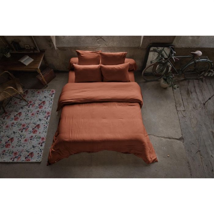 CDaffaires Housse de couette double gaze de coton 260 x 240 cm terracotta (orange) Orange