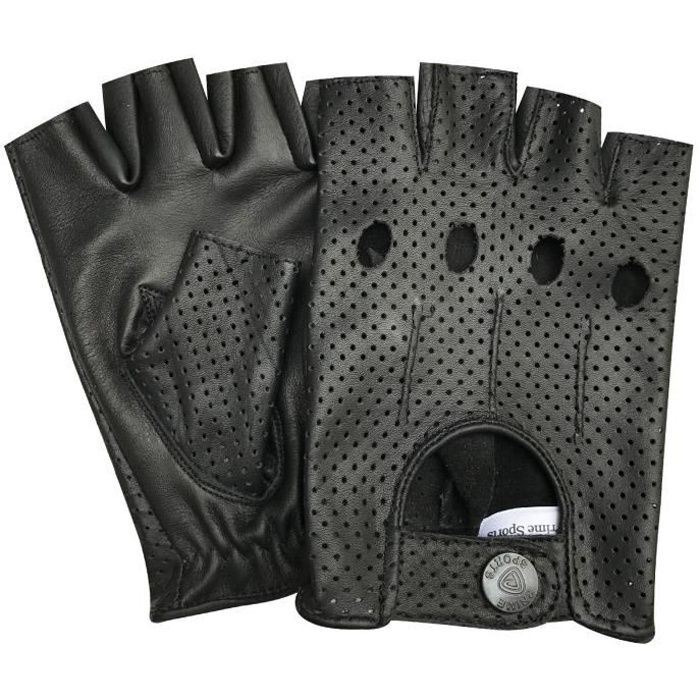 GANTS MITAINES CELLULAIRES STYLE VINTAGE EN CUIR - NOIR