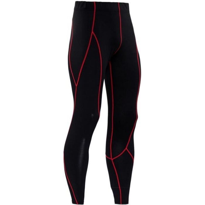 Legging Sport Homme Collant Running Fitness Pantalon De Compression Slim Fit Respirant Rouge 2XL