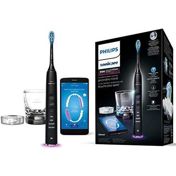 Philips Sonicare HX9901-13 Brosse à Dent Diamondclean Smart Connectée via App et Tête Intelligente, Noir HX9901-13
