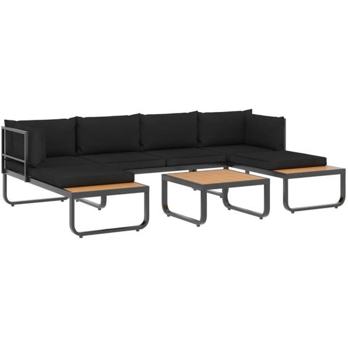 vidaXL Canapé d'angle de jardin 4 places et coussins Aluminium et WPC