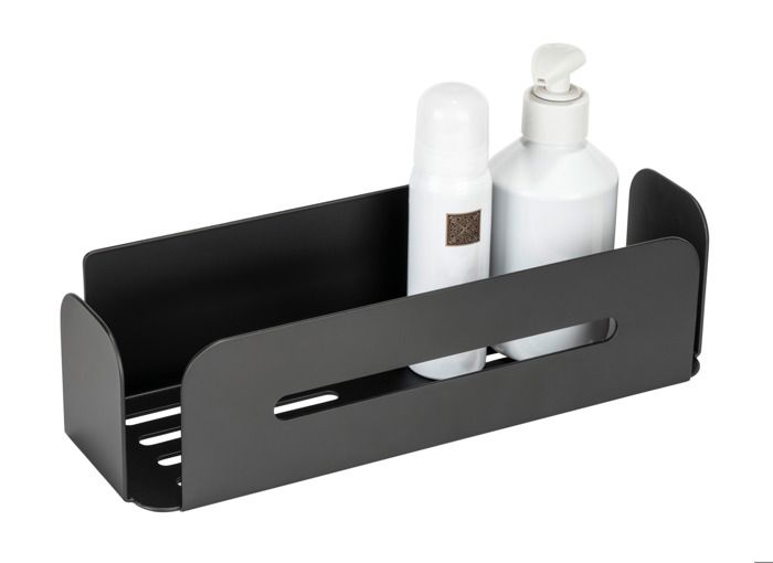Étagère Murale de Douche - WENKO - BIVIO - Aluminium Inox - Noir Mat - 30x8x10 5 cm