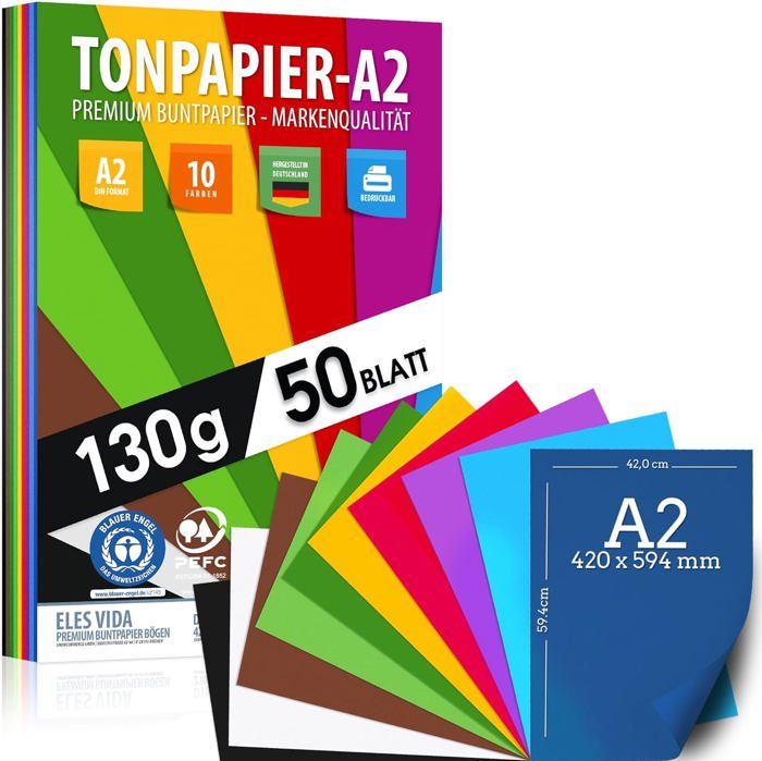 Craft Sensations Lot de 72 feuilles de papier coloré A4 - 220 g - 9 Craft Sensations Lot de 72 feuilles de papier coloré A4 - 220 g - 9