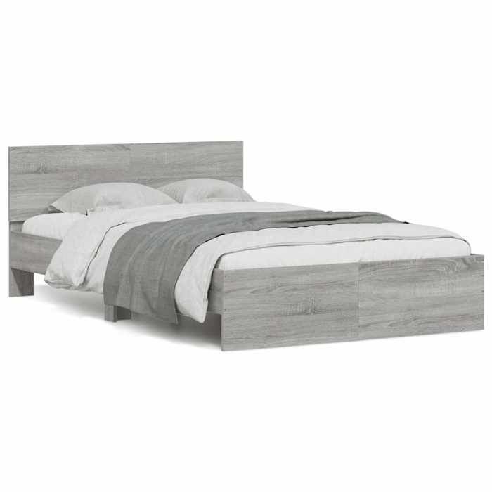 vidaXL Cadre de lit avec tête de lit et LED sonoma gris 120x190 cm 3207642