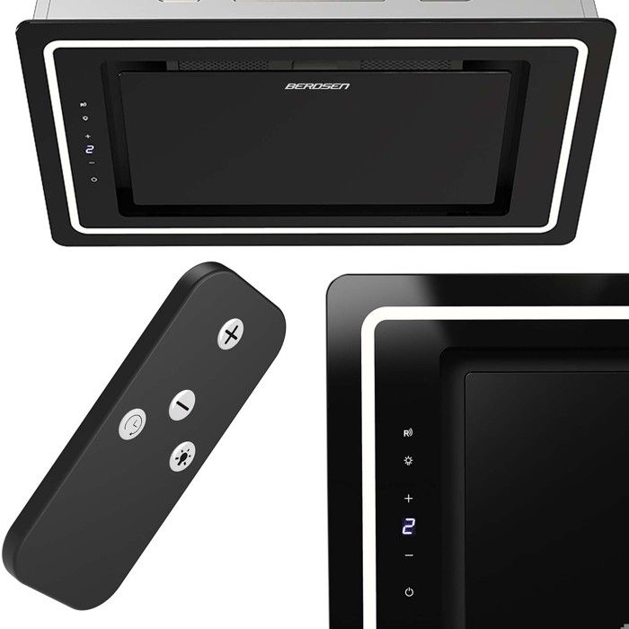 Hotte de cuisine encastrable - JANSHOP - 52 cm - Noir - Modèle BT-239 - Télécommande - Éclairage LED