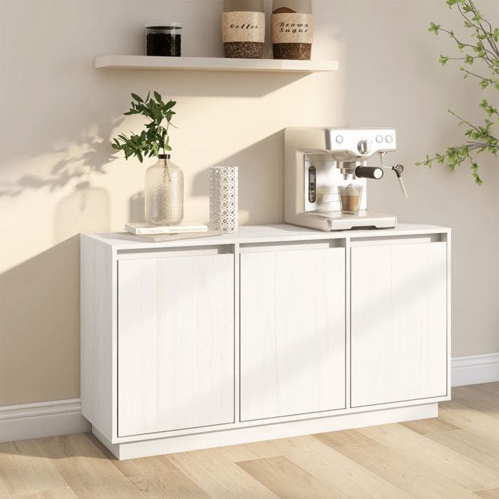 SALE 2025Meuble bas bahut vaisselier - Buffet Blanc 111x34x60 cm - Bois massif de pin20 Kg 6952
