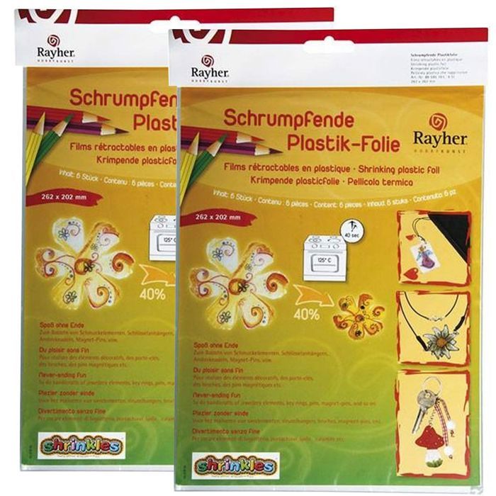 Kit Plastique Fou YuChiSX - 12 Feuilles Thermorétractables + Perforateur + Porte-clés - Bricolage Créatif Bijoux Et Accessoires