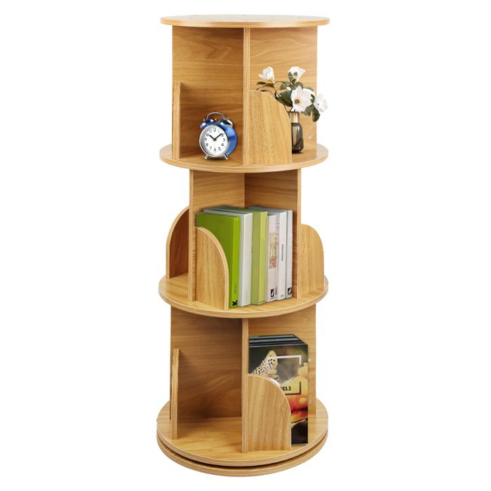 B.LIVEM Bibliothèque Rotative Bibliothèque Étagère Rangement Étagère Livre à 4 Niveaux pour Salon Bureau Chambre
