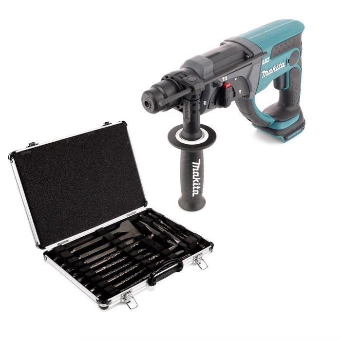 Makita DHR 202 Z 18 V Li Ion Marteau combiné sans fil Solo avec SDS Plus + D 42444 SDS Plus Jeu de forets burineurs 17 pièces en coffret aluminium - vue 2