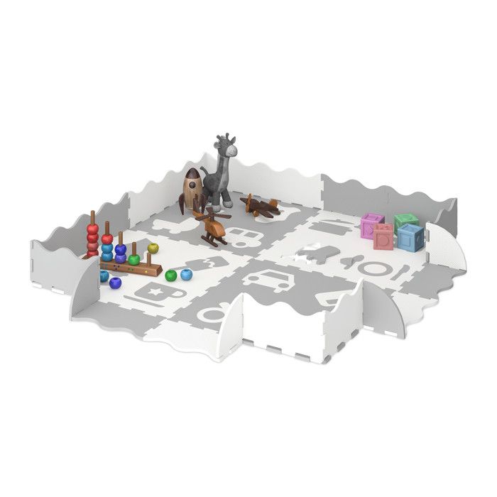 Relaxdays Tapis De Jeu Puzzle Robots – 36 Pièces Mousse EVA – Bordure – 1,3 M² – Bébé Enfant