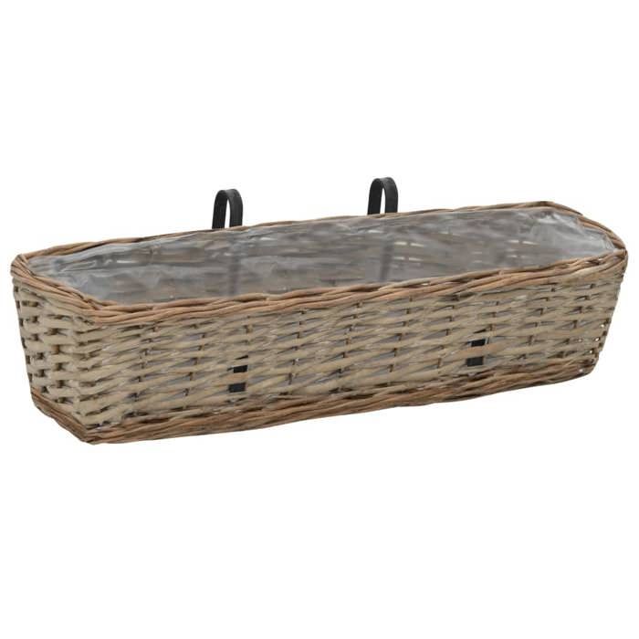 (49808)Cache-pot CHIC,Jardinière de balcon 2 pcs, Osier avec doublure ...