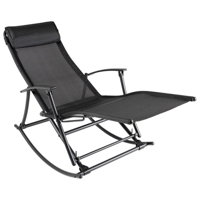 CHEZ JILI*Chaise à bascule de jardin Design Classique - RUIGOU - Acier et textilène Noir73603