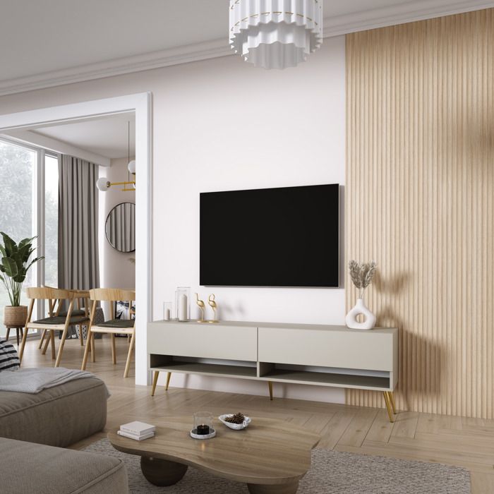 Meuble TV : Cachemire pieds obliques dorés 170 × 32 × 52 cm