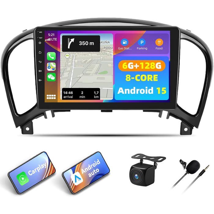 9 Autoradio [8-Cœurs 6+128G] Android 15 pour Nissan Juke J15 2010-2019/Infiniti ESQ 2011-2017 - CarPlay Sans Filcaméra micro