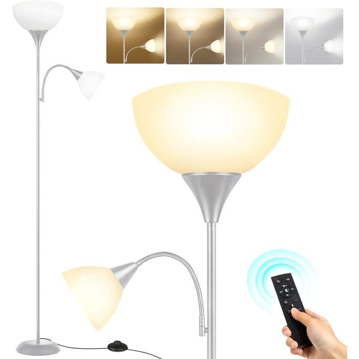 Lampadaire - ZVVN - LED Dimmable - Télécommande - Minuterie - Gris Argent