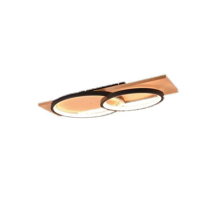 Plafonnier LED 30W 3500lm 3000K Noir Mat Bois - Trio - Barca Plafonnier LED 30W 3500lm 3000K Noir Mat Bois - Trio - Barca