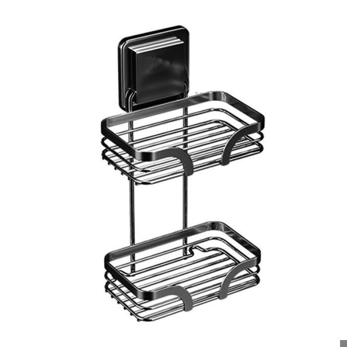 Porte-Savon pour Mur de Douche Porte-Shampoing à 2 Niveaux Sans PerçAge Suspension Auto-Drainante en Acier Inoxydable ou Support