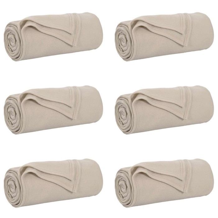 Couverture - VIDAXL - Lot de 6 - Beige - 200 x 150 cm - Fleece toison