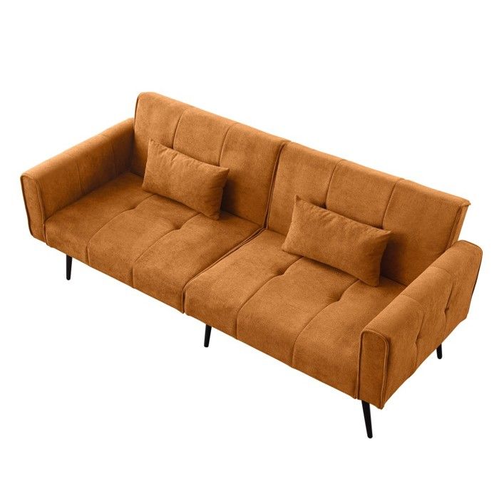 Canapé-lit Futon Rembourré Jaune 175x71x71cm - Pliable et Modulable Confortable pour Dortoirs et Espaces Compacts