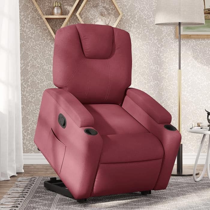 NEW 2026 Fauteuil inclinable - pour personnes âgées - bien rembourrés - rouge bordeaux tissu 74x88x97 cm L5365